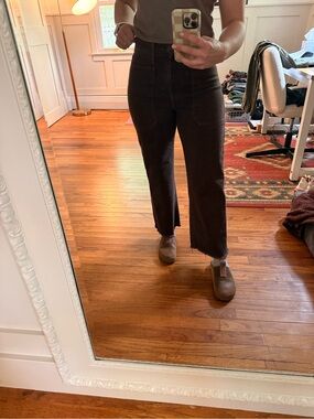 High-Rise Wide-Leg Pants in Dark Brown